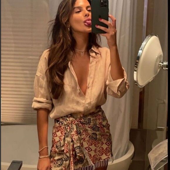 Tan button up - Picture 2 of 5